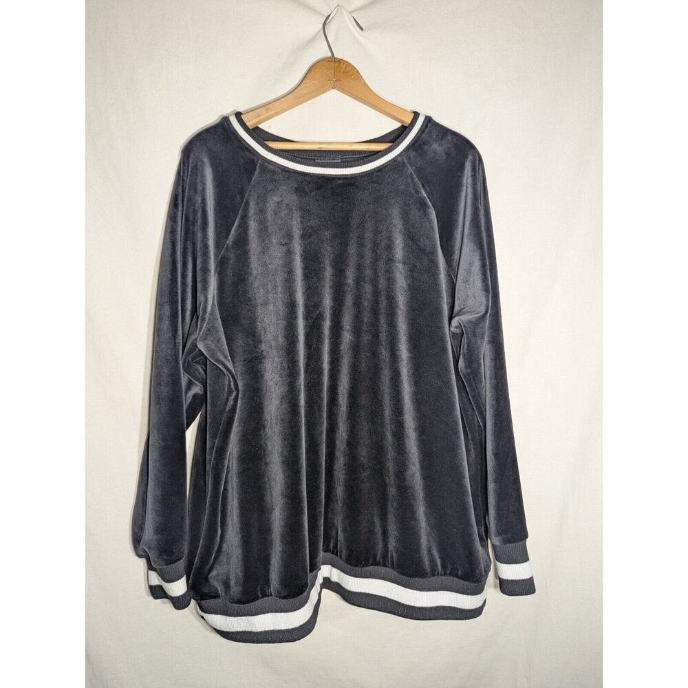 Torrid Velour Raglan Tipped Crewneck Sweatshirt Size 2 18/20 Soft retro inspired